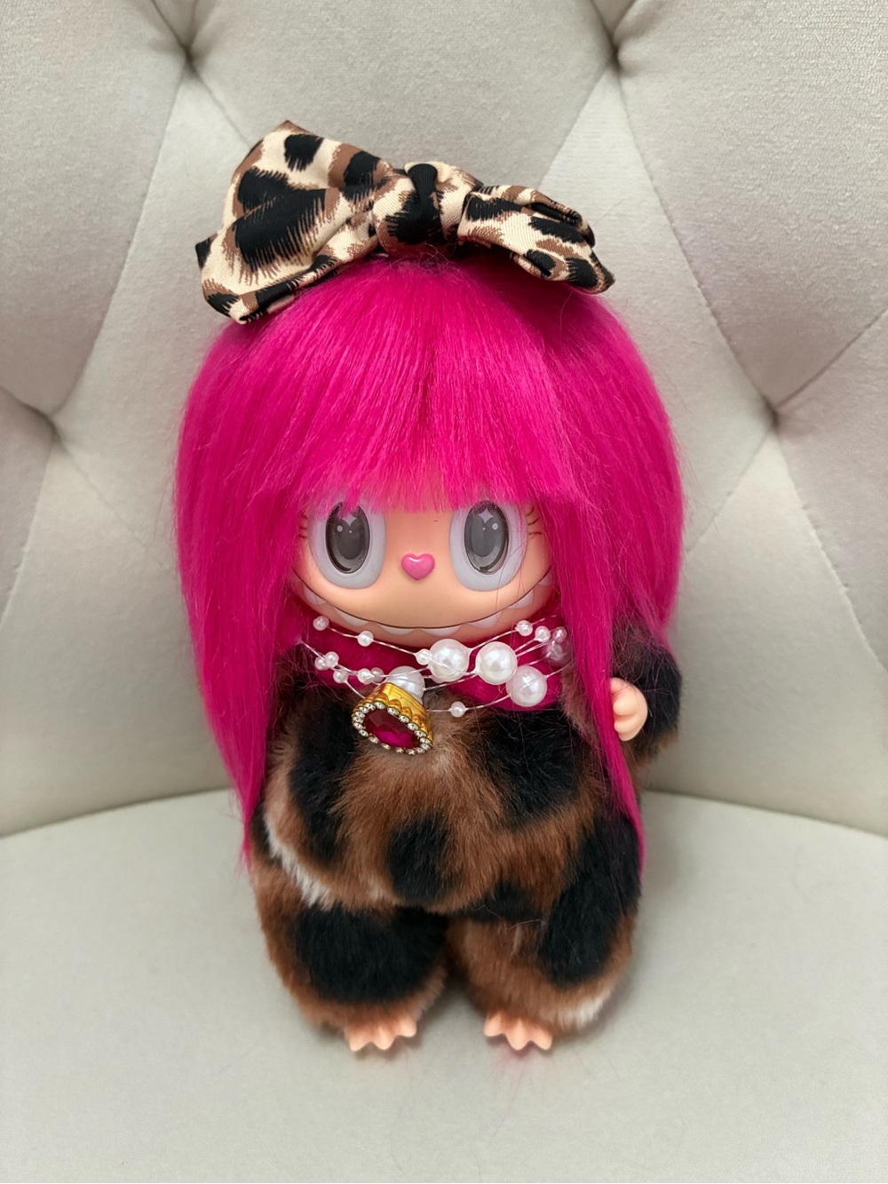 Leopard and pink custom labubu - New, high-quality custom